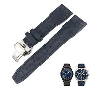 JPXXFM 21mm 20mm Nylon Calfskin Black Blue Green Watch strap Fit for IWC IW377714 MARK18 PILOT STOP GUN Leather Watchbands