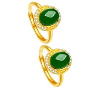 JPXXFM 2pcs elegante dedo anular de joyería de joyería de moda de jade para mujeres ajustables