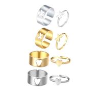 JPXXFM 4PAIERS Heart Shape Ring Ring Juego de anillos de pareja personalizados Anillos creativos de los dedos para mujeres Estilos aleatorios incluidos