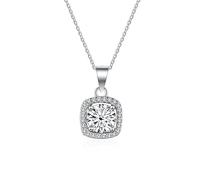 JPXXFM Accesorios de joyería 1 a 2 D Color Micro-Inlaid Edge Moissanite Collares para mujer Collar cuadrado para mujer - Decoración de cumpleaños del día de San Valentín