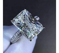 JPXXFM Anillo de boda de compromiso de plata chapado en con quilates de quilates grandes cortados cúbicos Cz de gran tamaño 6 quilates 3a de compromiso de circón cortante de colchón de halo tamaño 7