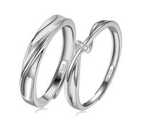 JPXXFM Anillo de bodas, anillos de promesa para parejas cristal 925 anillo plateado juego para ella