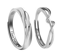 JPXXFM Anillo de bodas, anillos de promesa para parejas cristal 925 anillo plateado juego para ella