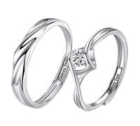 JPXXFM Anillo de bodas, anillos de promesa para parejas cristal 925 anillo plateado juego para ella