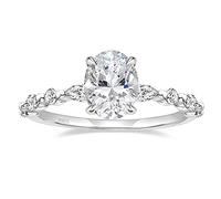 JPXXFM Anillo de plata de plata esterlina Corto ovalado de circonía cúbica Anillos de compromiso de compromiso anillo de promesa de halo para mujeres Tamaño 3-13