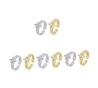 JPXXFM Anillos cruzados de diamantes de imitación ajustables para mujeres Anillos de declaración de diseño abierto de uso cómodo para novias y madres