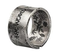 JPXXFM Año del tigre anillo de plata esterlina plata El mundo es un anillo de la jungla para hombres abiertos tamaño ajustable s/m/l