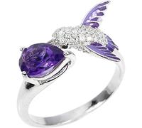 JPXXFM Bird Water Drop Faux Amethyst Zirconia Compromiso de la boda para mujeres Anillo abierto para mujeres/anillos de los dedos Regalos de joyería de bricolaje a mano y profesional