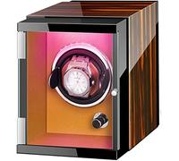 JPXXFM - Caja de bobinadora de reloj automático con luces de colores, marrón, 3+0