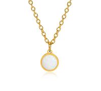 JPXXFM Collar de acero inoxidable para mujeres, collar de cuello de mujer colgante redondo con ópalo de 16 pulgadas de 2 pulgadas