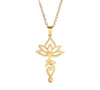 JPXXFM Collar de flores de loto de yoga para niñas, budismo mandala loto encanto gargantilla - collar de loto vintage simple, colgante de loto minimalista, joyería de loto para vacaciones