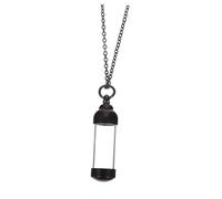 JPXXFM Collar unisex para cenizas conmemorativas, colgante de ataúd cinerario, botella de perfume, urna, joyería, colgante de cristal de acero inoxidable con cadena, grande, negro