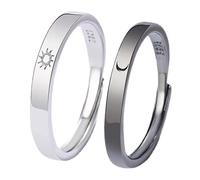 JPXXFM Conjunto de anillo de sol y luna parejas tono de joyería a juego ajustable para mujeres