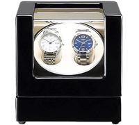 JPXXFM Enrollador automático de relojes, caja de bobinado de reloj automático, carcasa de madera, acabado de piano negro con iluminación LED, motor súper silencioso, fuente de alimentación dual