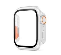 JPXXFM Estuche de vidrio para 44 mm 45 mm 41 mm 44 mm 42 mm de 38 mm de pantalla de pantalla de pantalla de 38 mm Cambio de tapa ultra parachoques Serie 8 7 SE 6 5 3 (Color: Blanco, Tamaño: 40 mm)