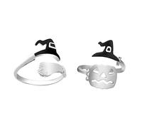 JPXXFM Hombo de bruja Anillos de banda para diadema de oro Promesa de calabaza Garra de Halloween La cadena Ajustable Accesorio de adolescentes Contador de dedos Joyería de aleación