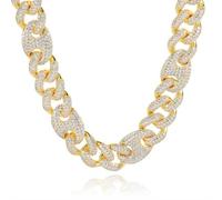 JPXXFM Jewelry Accessories - Collar de eslabones cubanos de Miami extra brillante para hombre, ancho de 20 mm, cadena grande de eslabones cubanos Miami de 40 a 61 cm, caja incluida, 24 inch, Estándar