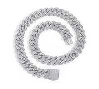 JPXXFM Jewelry Accessories Miami - Collar de eslabones de cadena estilo hip hop extra brillante de 15 mm de ancho cubano para hombre, caja de 40,6 a 60,9 cm, incluye decoraciones, 20 inch, Estándar