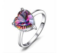 JPXXFM Jewelry Heart Shaped Topaz Gemstone Ornaments Finger For Wedding Party