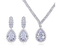 JPXXFM Juego de joyas para mujeres, cristal natural y collar y aretes, accesorio de vestimenta de boda/noche de lujo