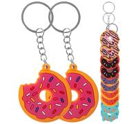 JPXXFM Juego de llaveros de Donuts de 12 Uds., llavero de dibujos animados de goma suave de PVC, dijes colgantes, accesorios bonitos DIY para bolsos y llaves