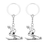 JPXXFM Juego de llaveros de esquí, colgante de llavero de aleación, bolsa de carrera de esquí, adorno colgante, amante del esquí, 2 uds.