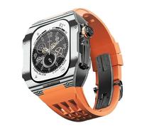 JPXXFM Kit de modificación de la caja de fibra de carbono de la banda de reloj FluorUrubber, para la serie 8 7 45 mm SE 6 5 4 44 mm Reemplazar la correa del reloj