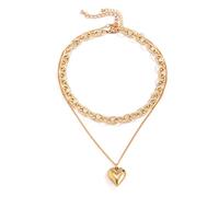 JPXXFM Layered Necklaces for Women, for Women Adjustable Cable Chain Necklace with Heart Pendant