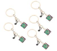 JPXXFM Llavero de fonógrafo Retro de 5 uds., llaveros inspirados en música con dijes pequeños para mujeres, suministros para fiestas a granel