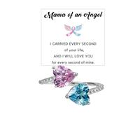 JPXXFM Mama de An Angel Ring for Women, Self Love Pink Half Half Half Enamel Cubic Zirconia Ajustable Declaración Posky Declaración Joyería Regalos de cumpleaños