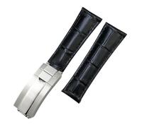 JPXXFM Metal End Genuine Leather Bands de cuero, para Daytona Sub Submariner GMT Master Yacht Watch Strap Store Blue Black Black Band 17.5-18.5cm