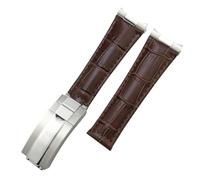 JPXXFM Metal End Genuine Leather Bands de cuero, para Daytona Sub Submariner GMT Master Yacht Watch Strap Store Blue Black Black Band 17.5-18.5cm