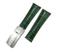 JPXXFM Metal End Genuine Leather Watchbands for Daytona SUB Submariner GMT Master Yacht 20mm Watch Strap Green Blue Black Band 17.5-18.5cm Wrist