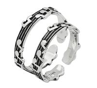 JPXXFM Nota de música joyería de anillo abierto 2pcs anillo de anillo de moda femenina y masculina