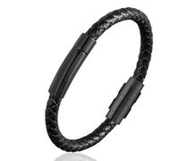 JPXXFM Pulsera de urna de joyas de cremación para cenizas de cuero Remoleto de brazalete de la pulsera de cuero Regalo de joyería de la mascota humana para hombres mujeres-black-24 cm