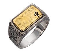 JPXXFM Runas de plata esterlina de dos tono Runas Anillo grabado Viking Compass Vegvisir y Thors Hammer Mjolnir para hombres Mujeres abiertas Ajustable