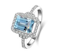 JPXXFM Silver Rings Band for Women Topaz Ring for Women 925 Joyas de plata esterlina de plata esterlina