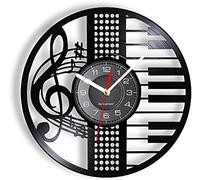 JPXXFM Treble Clef Piano Vinyl CD Disc Rechning Instrumento de Instrumentos Murning Watch con Regalo Inspirado de música Retro Vintage LED para Hombres pianoístas