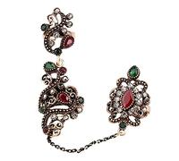 JPXXFM Turco ajustable dos anillos de los dedos para mujeres mujeres resina negro hueco diseño de flores anillo anel joyería