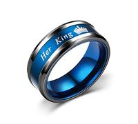 JPXXFM Una nueva pareja suena a su rey su reina acero inoxidable para mujeres corona corona aniversario aniversario aniversario joyería de anillo