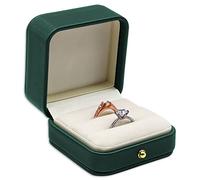JPXXFM Velvet Ring Box Pink - Premium Gorgeous Heart Shape Double Ring Box Display Holder with Detachable Lid Ring Bearer Box for Proposal, Engagement, Wedding, Ceremony, Anniversary