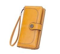 JPXXFM Women's Retro Simple Long Long Wallet Multi Function Ballet de Billetera de Gran Capacidad (Amarillo, un tamaño)