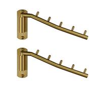 JQK SHR100-BG-P2 - Perchero Plegable de Acero Inoxidable, Soporte de Gancho para Colgar Ropa, Sistema de Secado de Ropa, Organizador de Almacenamiento de Armario, Dorado Cepillado, Montaje en Pared