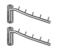 JQK SHR100-BN-P2 - Perchero plegable de acero inoxidable para colgar ropa, organizador de almacenamiento de armario con acabado cepillado, montaje en pared, paquete de 2 unidades