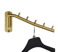 JQK SHR100-PB - Perchero Plegable para Ropa, Soporte de Gancho de Brazo oscilante de Acero Inoxidable, Sistema de Colgar Ropa, Organizador de Almacenamiento de Armario, Soporte de Pared Dorado