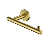 JQK Soporte de Papel higiénico Dorado, dispensador de Papel de Seda de 5 Pulgadas, Acero Inoxidable 304 de Grosor de 0.8 mm, Montaje en Pared, latón Cepillado, TPH100-BG
