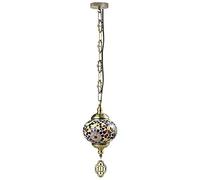 JQQJZLC 1 Luz de Mosaico de Globo de luz Luz, lámpara Colgante de Techo Decorativo Bohemio para Sala de Estar de Comedor Hotel, araña de Acero de Vidrio