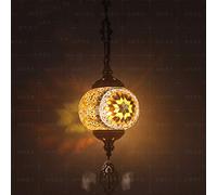 JQQJZLC 1 Luz de Mosaico de Globo de luz Luz, lámpara Colgante de Techo Decorativo Bohemio para Sala de Estar de Comedor Hotel, araña de Acero de Vidrio