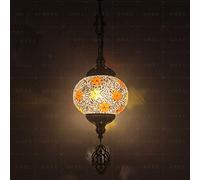 JQQJZLC 1 Luz de Mosaico de Globo de luz Luz, lámpara Colgante de Techo Decorativo Bohemio para Sala de Estar de Comedor Hotel, araña de Acero de Vidrio