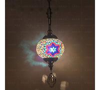 JQQJZLC 1 Luz de Mosaico de Globo de luz Luz, lámpara Colgante de Techo Decorativo Bohemio para Sala de Estar de Comedor Hotel, araña de Acero de Vidrio